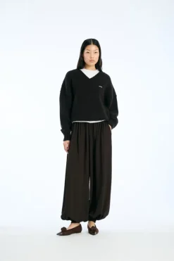 Balloon Pleated Pants Dark Brown