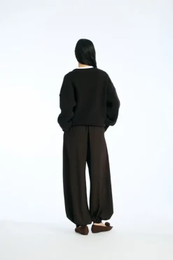 Balloon Pleated Pants Dark Brown