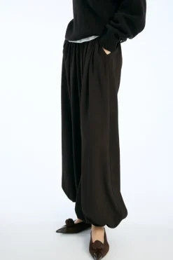 Balloon Pleated Pants Dark Brown