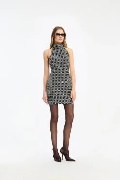 Beaded Halterneck Dress Black