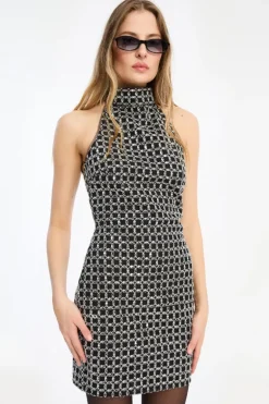 Beaded Halterneck Dress Black