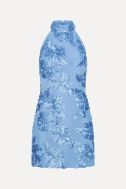 Beaded Halterneck Dress Blue