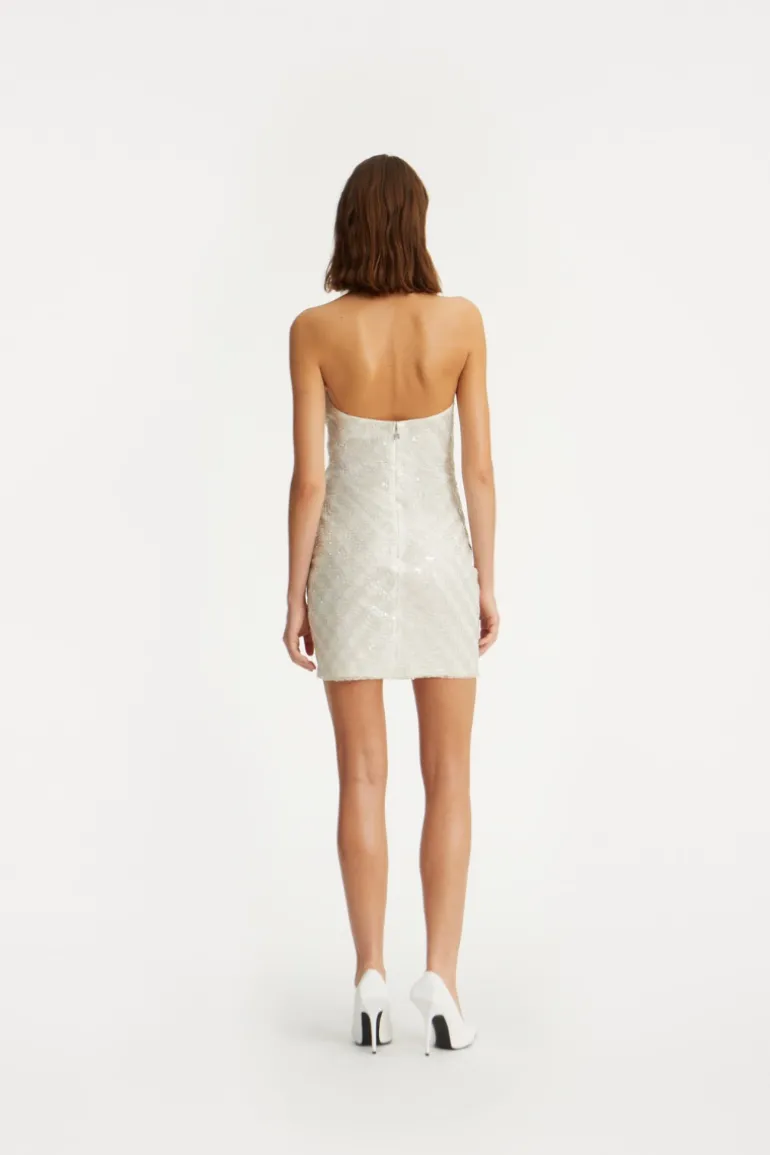Beaded Halterneck Dress Creme White