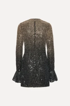 Beaded Ls Mini Dress Brown