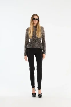 Beaded Ls Top Brown
