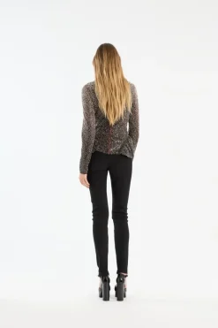 Beaded Ls Top Brown