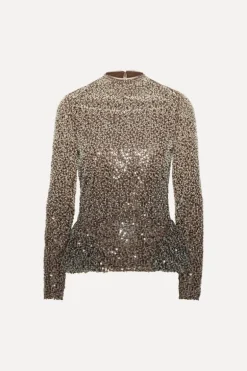 Beaded Ls Top Brown