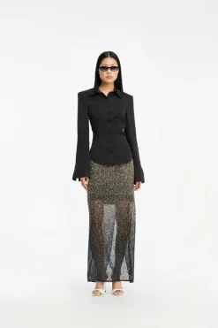 Beaded Maxi Skirt Brown