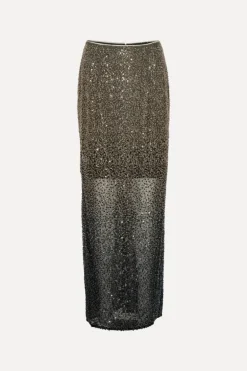 Beaded Maxi Skirt Brown