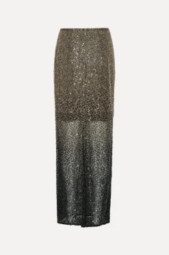 Beaded Maxi Skirt Brown