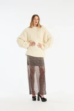 Beaded Maxi Skirt Brown
