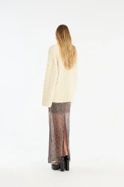 Beaded Maxi Skirt Brown