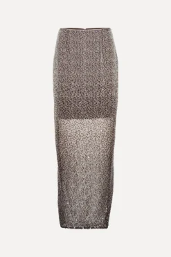 Beaded Maxi Skirt Brown