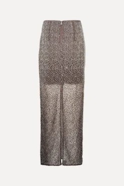 Beaded Maxi Skirt Brown