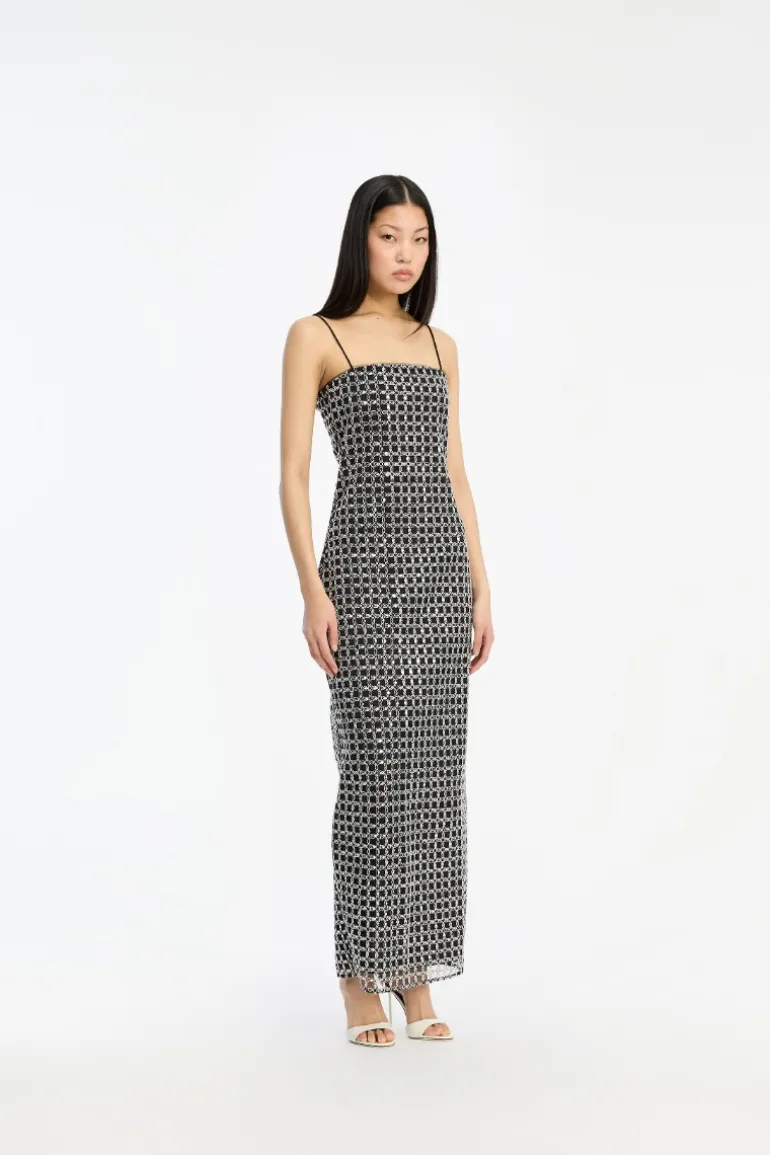 Beaded Maxi Slip Dress Black