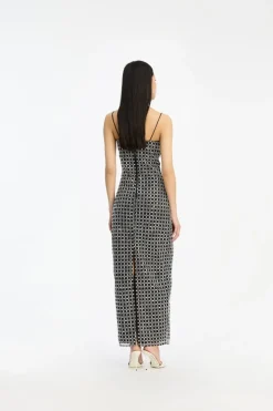Beaded Maxi Slip Dress Black
