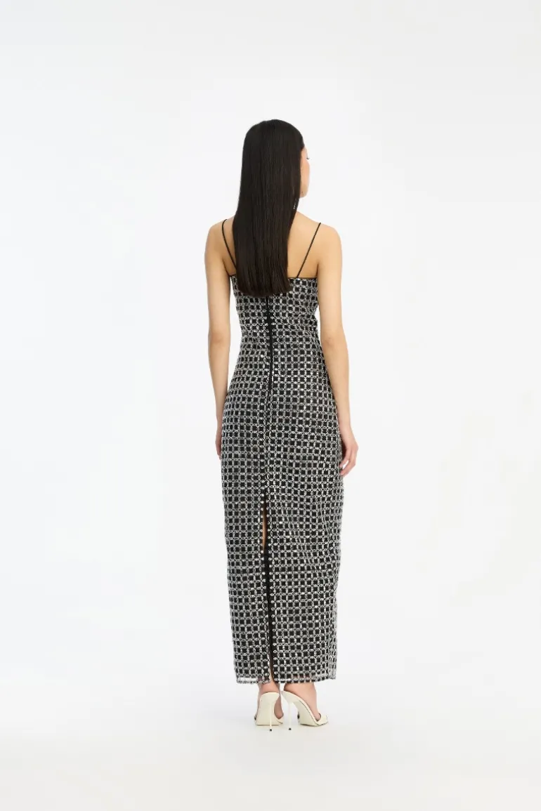 Beaded Maxi Slip Dress Black