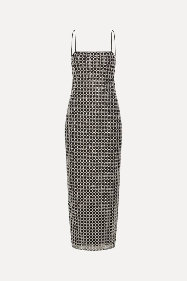 Beaded Maxi Slip Dress Black