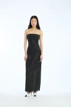 Beaded Maxi Tube Dress Black