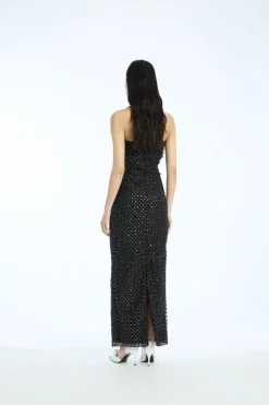 Beaded Maxi Tube Dress Black