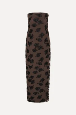Beaded Maxi Tube Dress Dark Brown