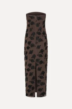Beaded Maxi Tube Dress Dark Brown