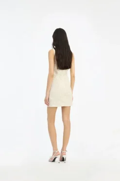Beaded Mini Dress Egret White