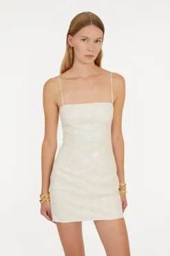 Beaded Mini Dress White