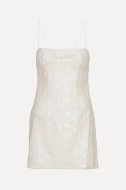Beaded Mini Dress White
