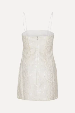 Beaded Mini Dress White