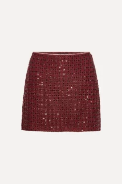 Beaded Mini Skirt Bordeaux