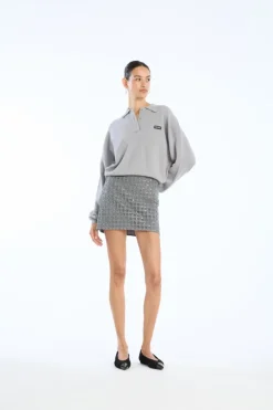 Beaded Mini Skirt Grey