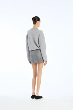 Beaded Mini Skirt Grey