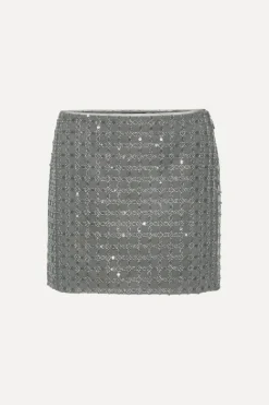 Beaded Mini Skirt Grey