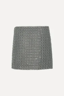 Beaded Mini Skirt Grey