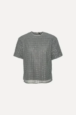 Beaded Oversized Top Grey