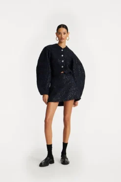 Boucle Short Jacket Dark Blue