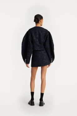 Boucle Short Jacket Dark Blue