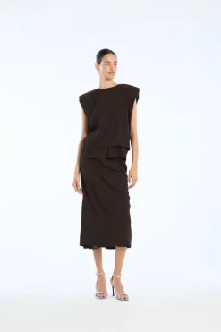 Boxy Top With Insert Dark Brown