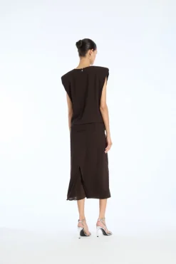 Boxy Top With Insert Dark Brown