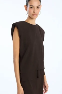 Boxy Top With Insert Dark Brown