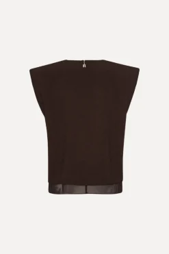 Boxy Top With Insert Dark Brown