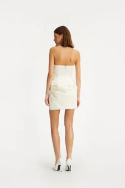 Bustier Mini Dress Creme White