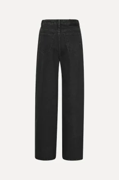 Button Detail Wide Jeans Black