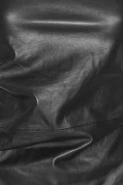 Buttoned Leather Top Black
