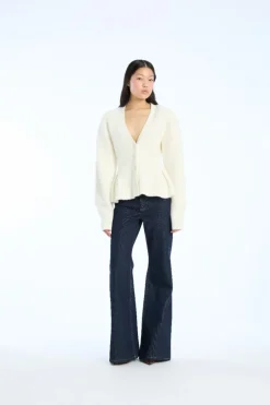 Cardigan W/ Peplum Creme