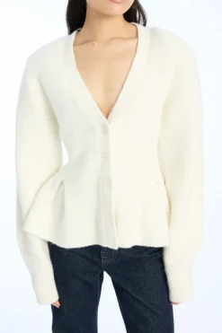Cardigan W/ Peplum Creme