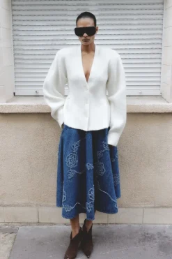 Cardigan W/ Peplum Creme