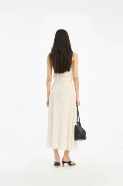 Chiffon Flared Midi Dress Cream