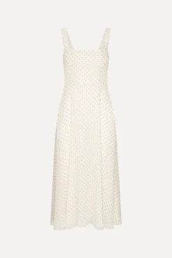 Chiffon Flared Midi Dress Cream
